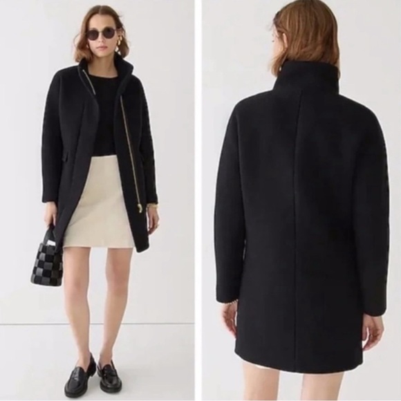 J.Crew Mercantile Black Full Zip Wool Blend City Coat in Size 4 - Picture 3 of 15